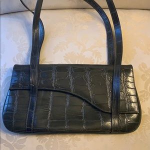 Dark Green Reptile Pattern Embossed Leather Purse